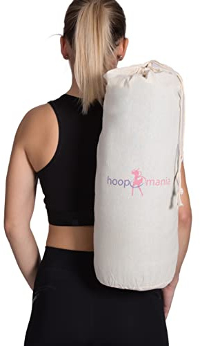 HOOPOMANIA Hulahoop Tasche aus 100% Baumwolle in weiß Hula Hoop Beutel für unterwegs
