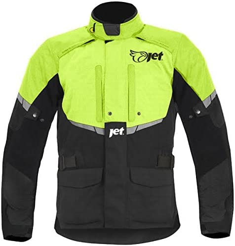 Jet Motorradjacke Herren Mit Protektoren Textil Wasserdicht Winddicht Tourer (Fluro, L (40 - 42))