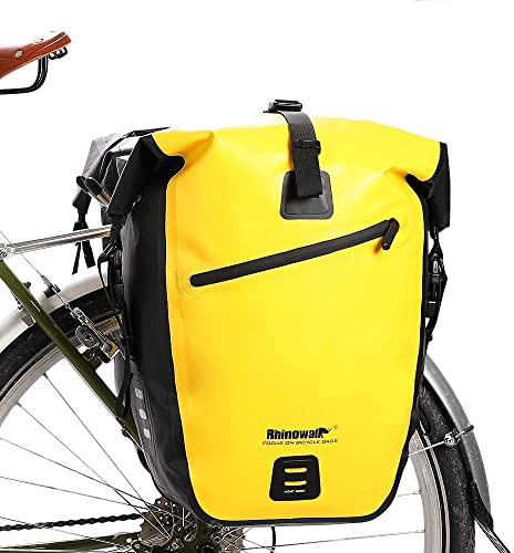 Rhinowalk Bike Pannier Bag Waterproof 25L Postman Saddle Bag Laptop Pannier Rack Bicycle Bag Professional Cycling Accessories-Yellow