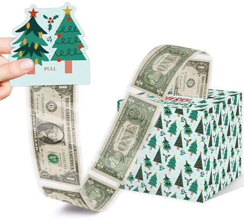 Fun for Women & Men - Merry Christmas Money Box with Cash Gift Set, Card & 35 Transparent Bags - Surprise Party Favors