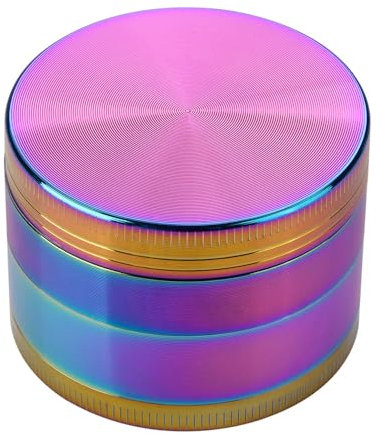 Macinino per Erbe e Spezie, Metallo, Ø 5/6,3/7,6 cm, Denti Affilati a Forma di Diamante, Maneggevole e Pratico (Arcobaleno, 50)