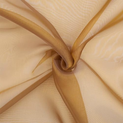 Organza Stoff Two Tone, Dekostoff zum Nähen, Meterware, gold/braun (Länge am Stück: ab 100cm / Breite: 145cm)