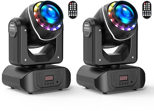 120W Cabeza Movil LED con mando a distancia 10 Gobos 8 colores 18 prismas luces de fiesta para Discoteca Club Performance Bar Iluminación （2 unidades ）