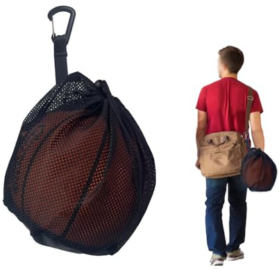 Naisfei Sac en Maille Filet, Grand Capacité Sac de Ballon Réutilisable pour Basketball, Volleyball et Football, Noire