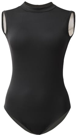 ROYAL SMEELA Maillot de Danza para Mujer Sin Mangas Body de Baile Sin Espalda Bailarina Cuello Alto Ballet Sexy