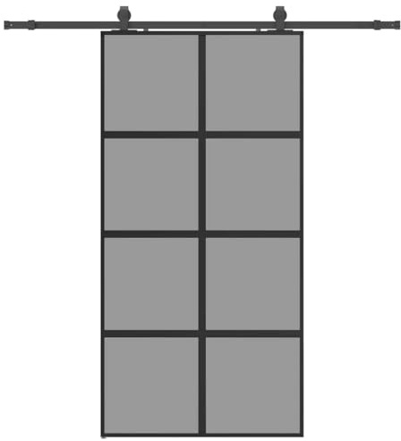 vidaXL Skjutdörr med beslag svart 102,5x205 cm härdat glas