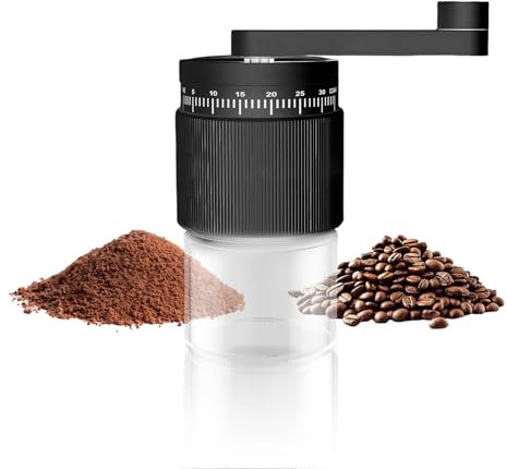 Homiflex Kaffeemühle Manuelle mit Keramikmahlwerk, Coffee Grinder, Tragbare kaffee mühle mit 35-stufige extern einstellbaren Mahlgraden