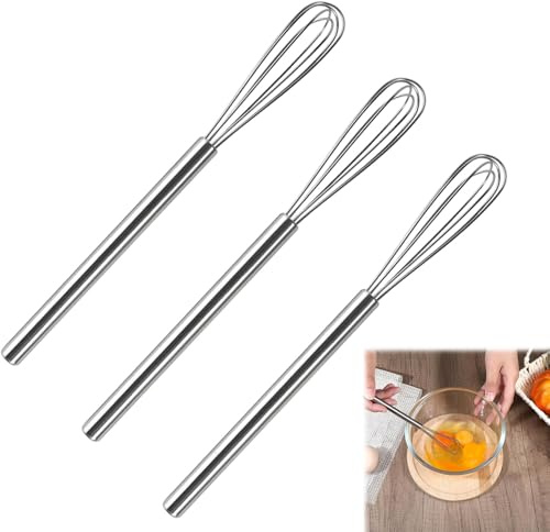 WUBAYI Set di 3 mini fruste in acciaio inox per mescolare, sbattere, montare e mescolare