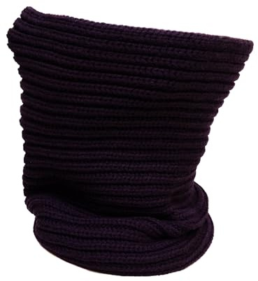 Scaldacollo Uomo Donna in Lana Merino a Tubolare Lavorato a Maglia 100% Made in Italy Sciarpa ad Anello Cappello Collo in Lana Vergine Merino (Prugna)