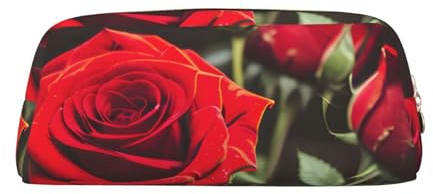 MGGAklp Wine and Red Rose Print Pencil Case Bag Spacious and Stylish Zipper Pencil Pouch for School Office Gift