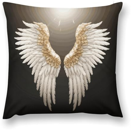 FodPand Angel Wing Throw Pillow Covers 20 x20 Decorative Plush Pillowcase with Hidden Zipper Double-Sided Boho Farmhouse Cushion Case for Sofa Bed Chair, Holiday Decor, Home Gift