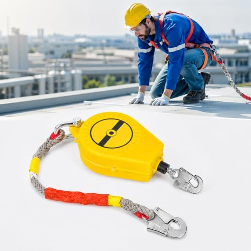 WDKXCN Antichute à Rappel Automatique, 10m 150 Kg Dispositif Antichute Rétractable avec Mousqueton Auto-Verrouillant, Harnais de Securite Anti Chute pour Toiture et Travaux Aériens, 150 Kg Maximale