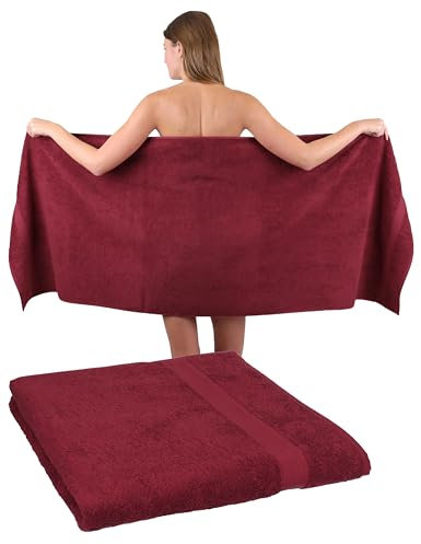 Betz 2 Stück Saunatücher XXL Badetuch Liegetuch Strandlaken Saunahandtuch Premium Frottee 100% Baumwolle Größe 70 x 200 cm Farbe dunkelrot