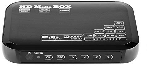 Diyeeni Reproductor Multimedia de Video con luz Nocturna, Control Remoto infrarrojo Ultra lejano, Mini Caja Full HD Media Player 110-240V 1080P Media Player Box(UE)