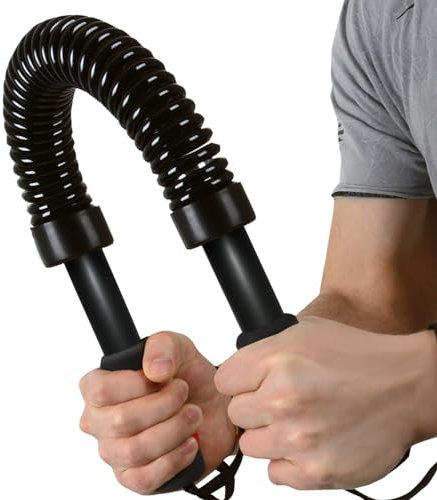 Physionics® Biegehantel - 20kg, Stahl, Schwarz, für Arm und Unterarm, Bizeps und Brust Krafttraining - Königsfeder, Power Twister, Armtrainer, Expander, Spannfeder, Widerstandsfeder