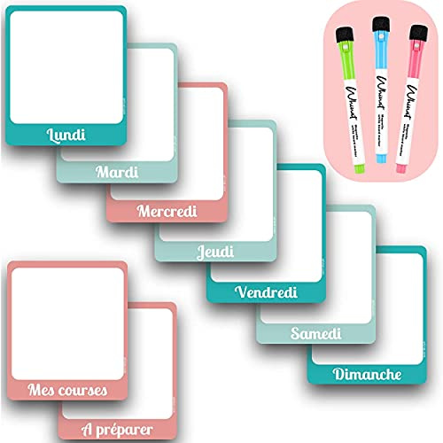 WHINAT Puzzle Magnétique Frigo de 9 Pièces - Tableau hebdo pour Menu/To Do List/Liste course/Tâches ménagères/Examen/Planning/Agenda/Organiseur/Planificateur/Calendrier de Semaine
