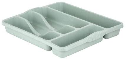 Wham Plastic Kitchen Cutlery Tray Organiser Rack Holder Drawer Insert Tidy Storage - Sage