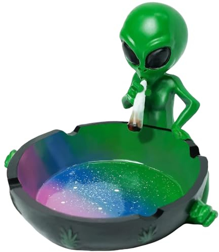 Alien Smoking Ashtray, Galaxy Inspired Alien Smoking Ashtray 4 inches, Multicolor (Alien Ashtray)
