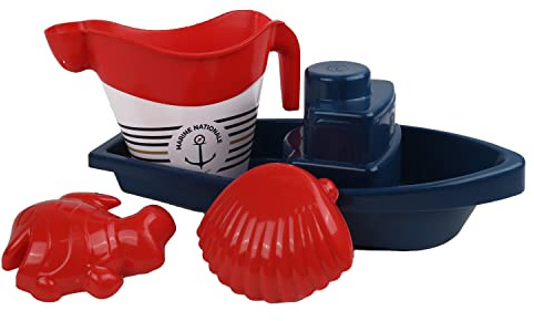 Blue Sky - Bateau Marine Nationale - Jeu de Plage - 045562 - Bleu - 4 Pièces - Plastique - 34 cm x 17 cm - Licence Officiel - Jouet Enfant - Jeu de Plein air - À Partir de 10 Mois
