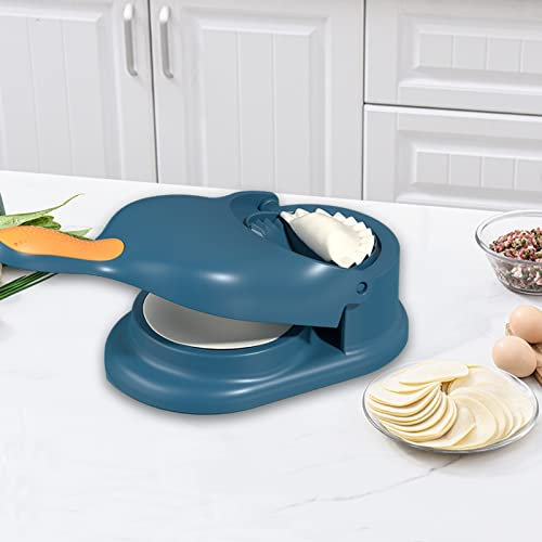 Dumpling Maker 2-in-1-Knödelformdruck,Teigtaschen-Hautmacher,Teigtaschenformen, Knödelmacher,Knödelhautform Manuelle Teigpresse,Hautverpackungen,Knödel Skin Maker Knödel Formen (Blau)
