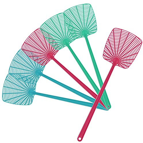 COM-FOUR® tapette à Mouches 6X en Plastique - insectifuge - antiparasitaire aux Couleurs Vives - Anti-Moustique léger et Flexible (06 pièces - 44,5 cm)