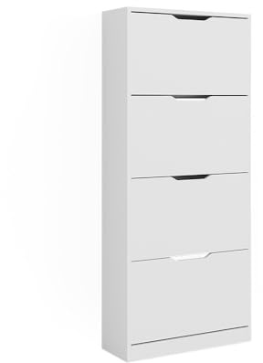 Vicco Shoe tipper Luca, White, 59 x 137 cm with 4 hinged drawers, for storing shoes, can be combined with Luca series
