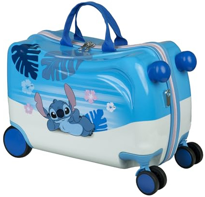 Undercover - Trolley cavalcabile Stitch - bagaglio per bambini su cui sedersi - caricabile fino a 50 kg - con pratiche maniglie per il trasporto - robusta valigia da viaggio per bambini