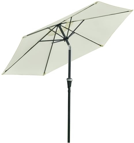 Outsunny Parasol de jardin Parasol droit hexagonal inclinable Ø 2,3 x 2,16H m métal polyester haute densité crème