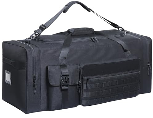 Strapazierfähige Ausrüstungstasche, 100 l, 82 cm, große Reisetasche für Hockeyausrüstung, Fußball-Pads und Helm, XL-Sporttasche, Reisetasche für Herren, Fußball und Teams, mit Schultergurt, Schwarz