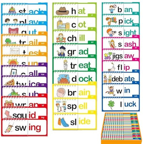 SQAQS 30PCS Lettura Scheda Educativa, Capacità Linguistiche di Illuminazione, Libro di Lettura di Apprendimento Prescolare per Bambini Piccoli e Insegnamento in Classe, Lettura Montessori
