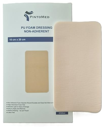 PintoMed - Apósito Estéril Non-Adhesivo de Espuma PU sin Borde 10cm x 20cm caja de 5 apósitos. Absorbente. Para el tratamiento de heridas crónicas y agudas.