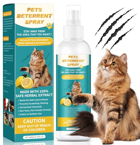 MUOCOBU Cat Deterrent Spray 200ML, Cat Repellent Spray – Natural Cat Training Spray for Indoor & Outdoor Use, No Trace Formula to Protect Furniture & Garden - NS Formula 3
