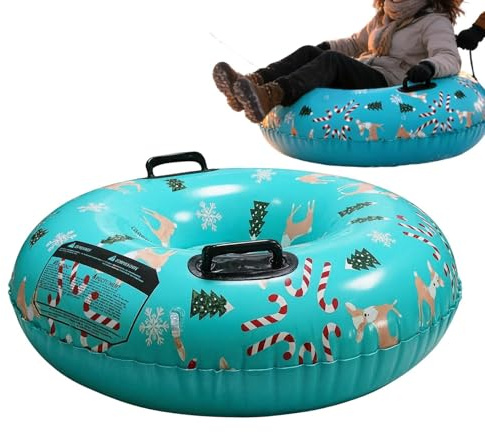 Tubo de Nieve Inflable: Trineo Resistente al frío de Doble asa, Flotador Deslizante para Exteriores de Invierno, Tubo Resistente para Montar en colinas y Nieve | Patio Trasero Jardín Parque Esquí