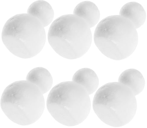 SHINEOFI 6 Pezzi Figura di Pupazzo di Neve in Polistirolo Espanso Bianco, Decorazione Natalizia Fai da Te Portatile per Arredamento Stanza e Lavoretti Artigianali