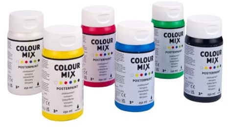 Talens Colour Mix Gouache Enfant Couleurs Primaires 6 x 250 ml | Gouache Couleurs Primaires, Peinture Lavable Enfant, Peinture à l'Eau, Coffret Peinture Enfant, Kit Peinture, Dès 3 Ans
