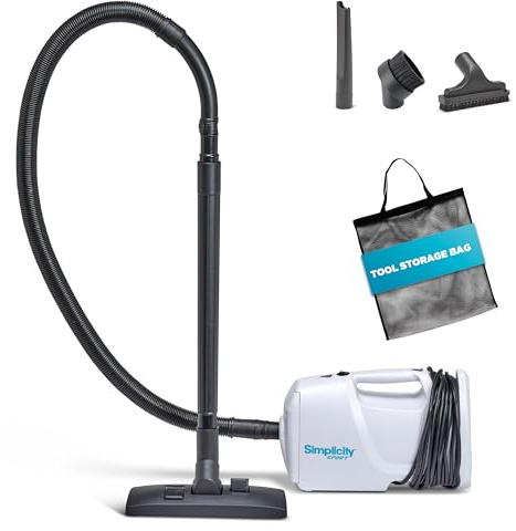 Simplicity Vacuums Handheld Canister Vacuum with Carry Strap for Hard Floors and Rugs, Car Detailing Vacuum Cleaner, S100