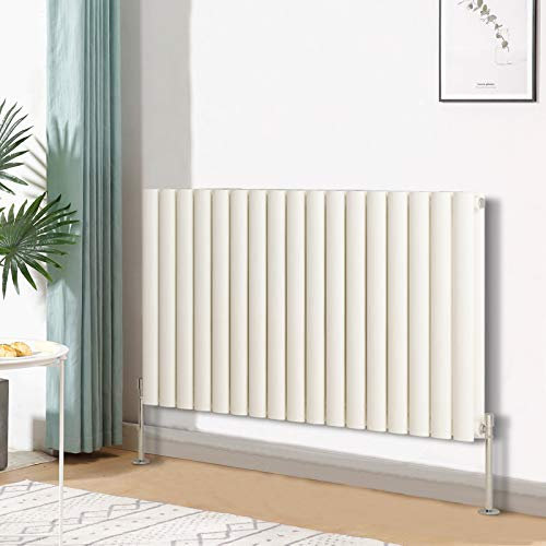 Blümme Oval Radiator Horizontal Designer Double Panel Radiators Bathroom Central Heating 600x1003mm White