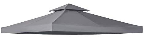Outsunny 3 x 3(m) Gazebo Canopy Replacement Cover 2-Tier Roof Top Spare Part Deep Grey (TOP COVER ONLY)