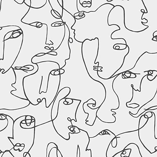 Holden Decor Abstract Faces Black White Wallpaper 12993 - Modern Line Art