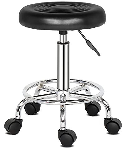 Alightup Tabouret de Bureau Tabouret à roulettes Professionnel Rotation à 360° Chaise a Roulette Salon de Massage Cuisine Bureau Hauteur Réglable Noir1