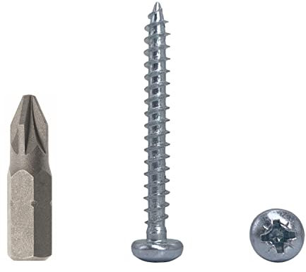 Lote de 200 tornillos DIN 7981 de acero galvanizado de 4,5 x 40 mm, tornillos para madera de aglomerado con cabeza plana, tornillo universal Pozi Drive (200, 4,5 x 40 mm)