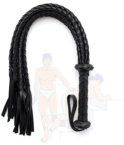 US-DXB Frusta a Mano Intrecciata in Pelle da Corsa di Equitazione Nera