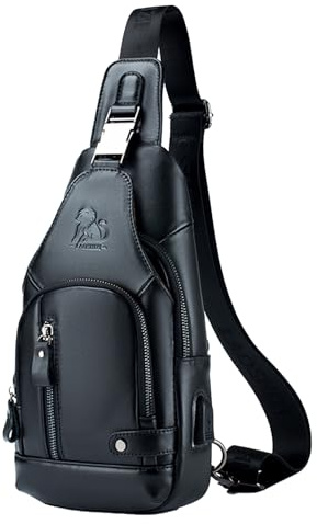 pundarika äkta läder slingväskor för män liten bröstväska, crossbody man väskor för män, stöldskydd läder axelväska sidoväska för män, justerbar axelrem