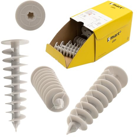 Chevilles pour isolant Thermo sans pont thermique, installation sans pré-perçage ni outil spécial possible, chevilles en mousse rigide, chevilles en polystyrène expansé, chevilles en spirale (25 x 85