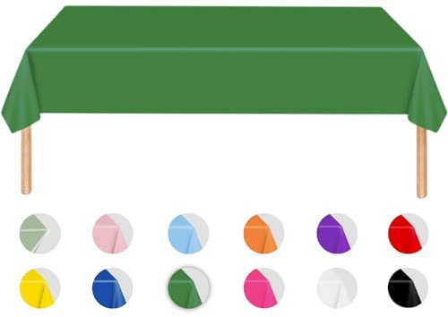 MORAINJAY Mantel verde para cumpleaños, 137 x 274 cm, decoración de color sólido para fiestas, bodas, pícnics, suministros para 16 invitados