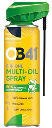 OB41 BioBased 8inOne Multi-Oil Spray 300ml – Silicone-Free Lubricant, Cleaner, Rust Protector & Moisture Displacer for Automotive, DIY, Furniture, and Electrical Equipment, Clear