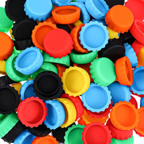 120 PCS Silicone Rubber Bottle Caps, 6 Colors Reusable Beer Caps for Home Brewing Beer, Soft Drink, Wine Bottle, Beer Bottle, Soda Bottles Kitchen Gadgets