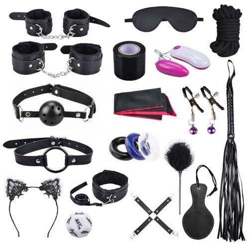 Set Bondage 18 Pezzi per San Valentino, SM Sessuale Set Restrizioni BDSM con Manette Caviglia Morsetti Capezzoli, Sex Toys Giocattoli Sessuali Erotici per Coppie Uomo Donna