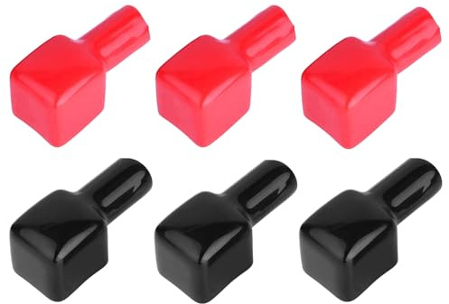 Batteriterminallock, röda och svarta positiva och negativa batterihuvudskyddslock, batteriisolerande skyddslock för bilar, båtar, motorcyklar (6 st)