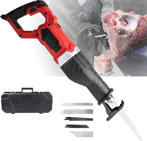 Sierra Profesional Para Carne,Sierra Eléctrica De Carnicero 2000W,Cuerpo Mecánico Encapsulado Con Pegamento,Cabezal Giratorio Flexible 180°,Ajuste De Velocidad Múltiple Bloqueo De Velocidad Con Un Cli